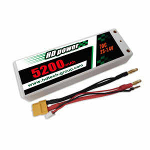 HD 5200mAh 70C 2S 7.4V 하드 케이스 LiPO 배터리